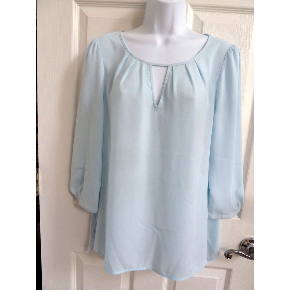 Express Women Light Blue Career Business Blouse Office Pullover V-Neck Medium